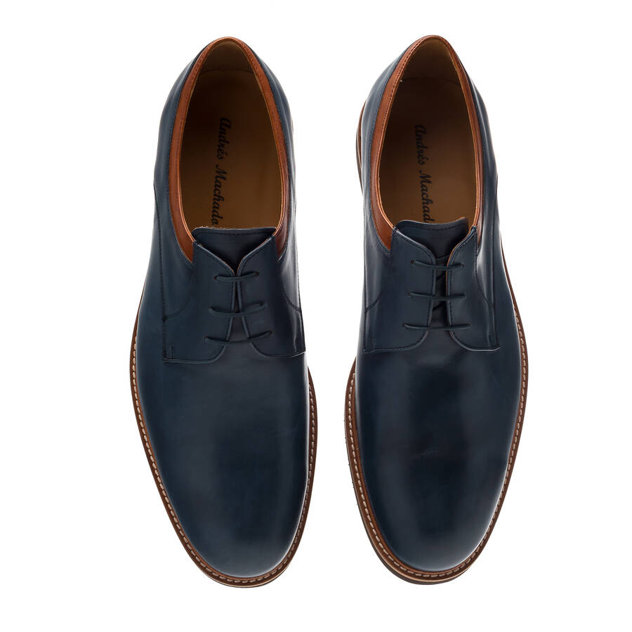 Chaussures Style Blucher en Cuir Bleu 