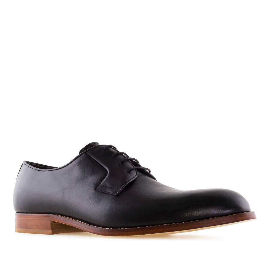 Men's Lace-Up Shoes in Black Leather 