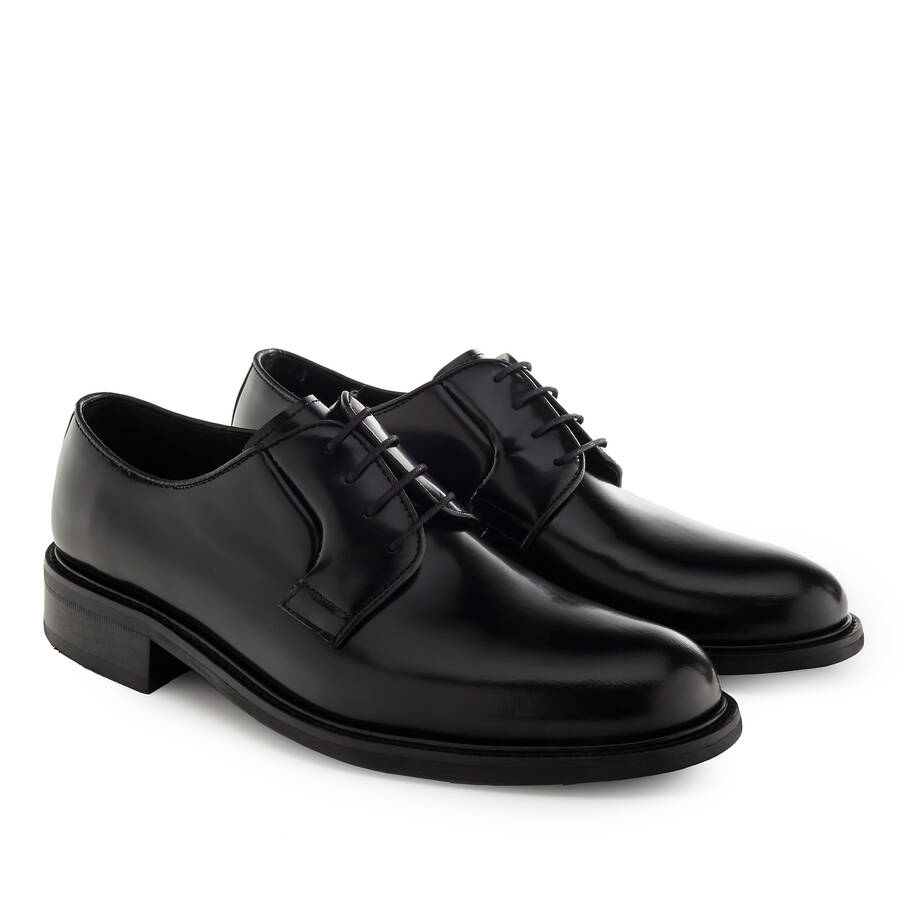 Antik Black Leather Lace-Up Shoes 