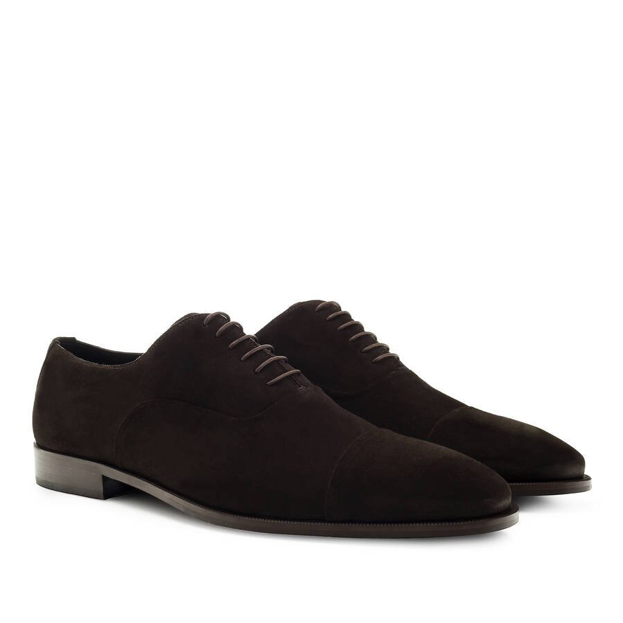 Men's Dress Shoes in Brown Split Leather 