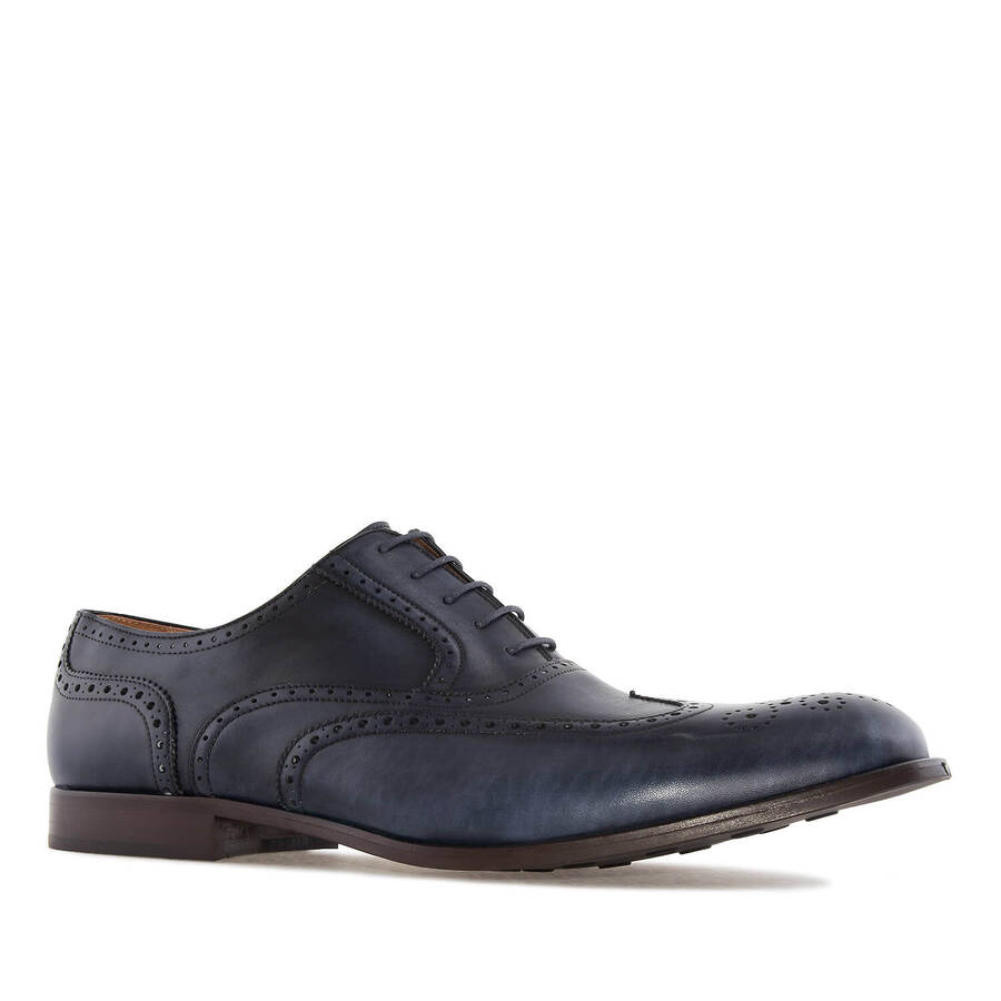 Men's Oxford Shoes in Blue Leather 