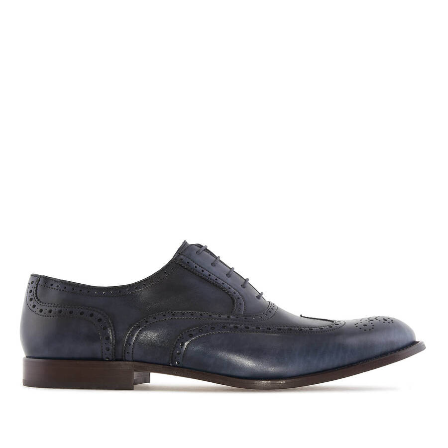 Men's Oxford Shoes in Blue Leather 