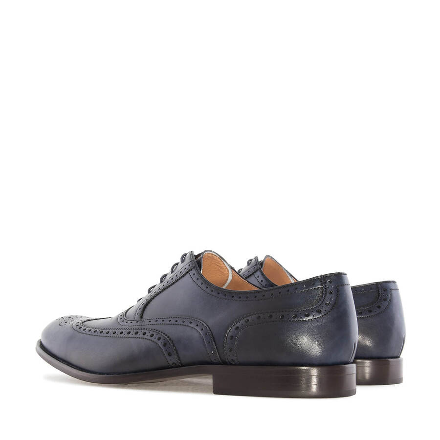 Men's Oxford Shoes in Blue Leather 