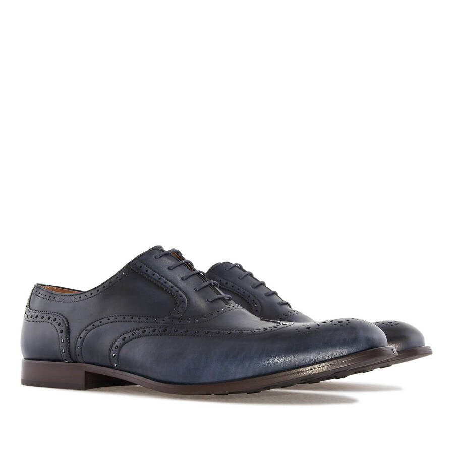 Men's Oxford Shoes in Blue Leather 