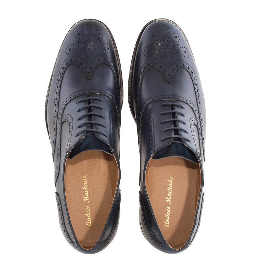 Men's Oxford Shoes in Blue Leather 