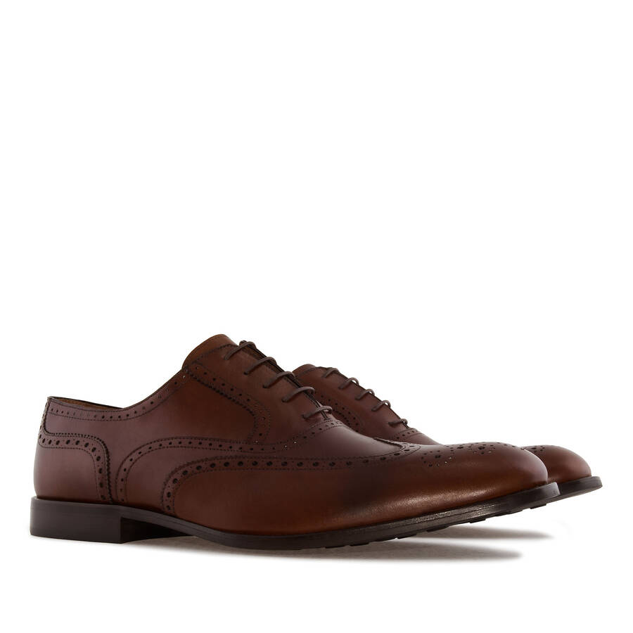 Chaussures Hommes Style Oxford En Cuir Acajou 