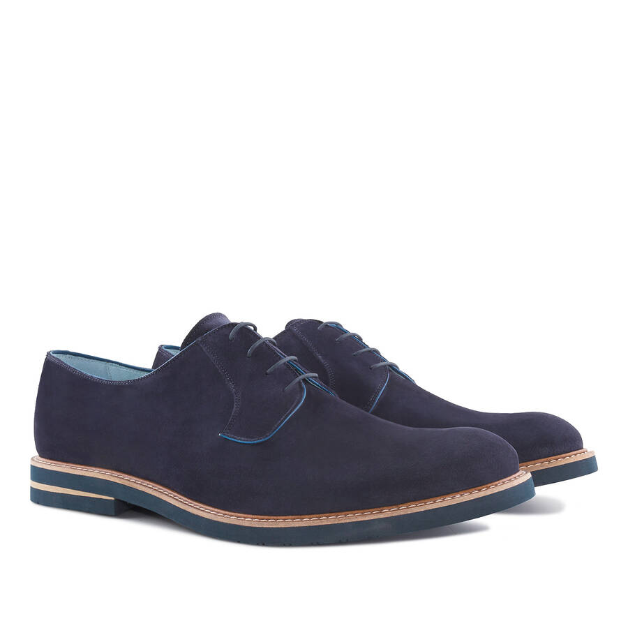 Oxford Shoes in Blue Split Leather 