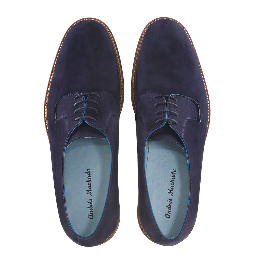 Oxford Shoes in Blue Split Leather 