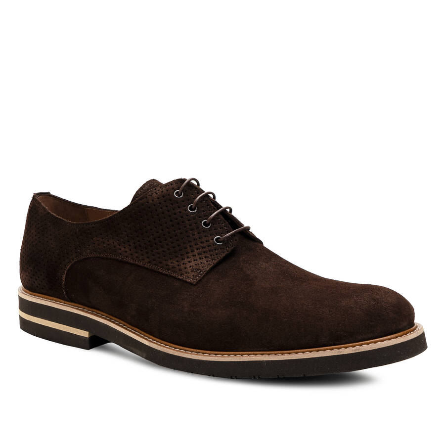 Men's Oxford Shoes in Brown Split Leather 