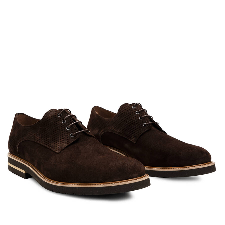 Men's Oxford Shoes in Brown Split Leather 