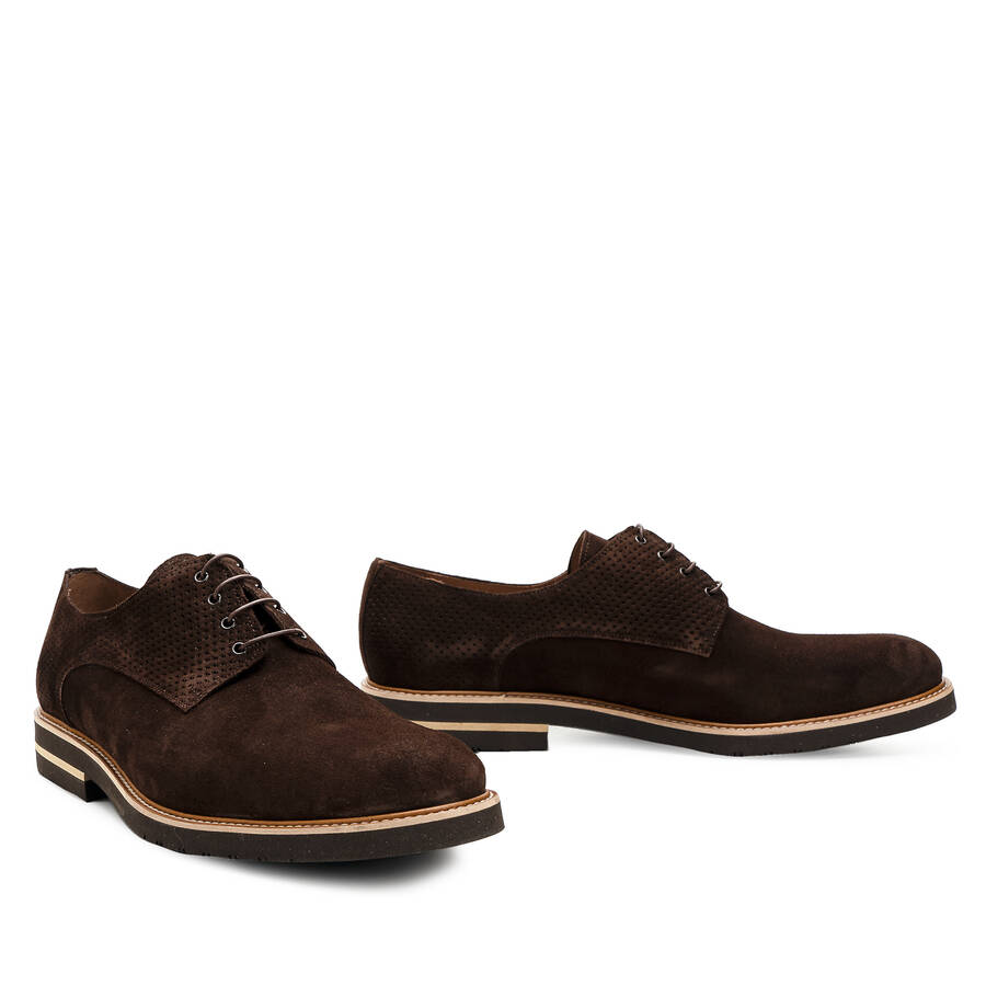 Men's Oxford Shoes in Brown Split Leather 