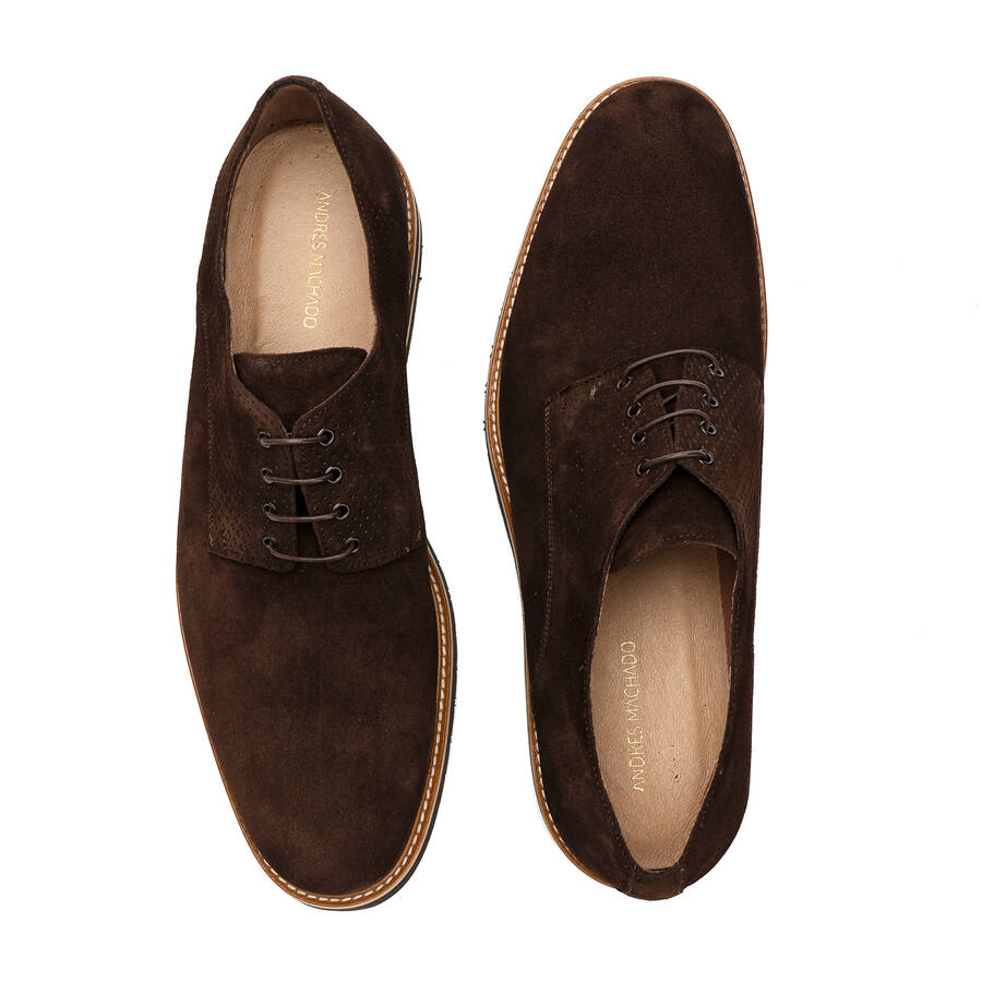 Men's Oxford Shoes in Brown Split Leather 