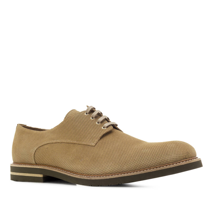 Lace-Up Shoes in Camel Split Leather 