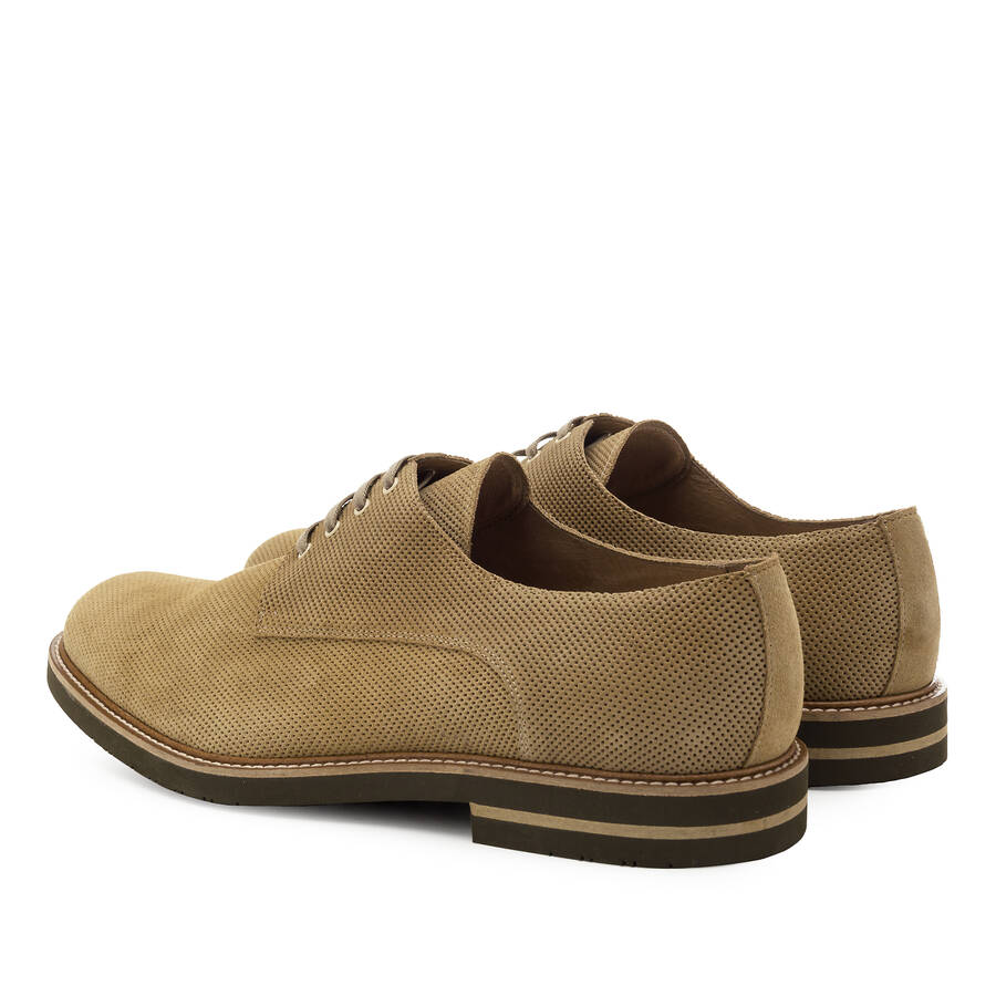 Lace-Up Shoes in Camel Split Leather 