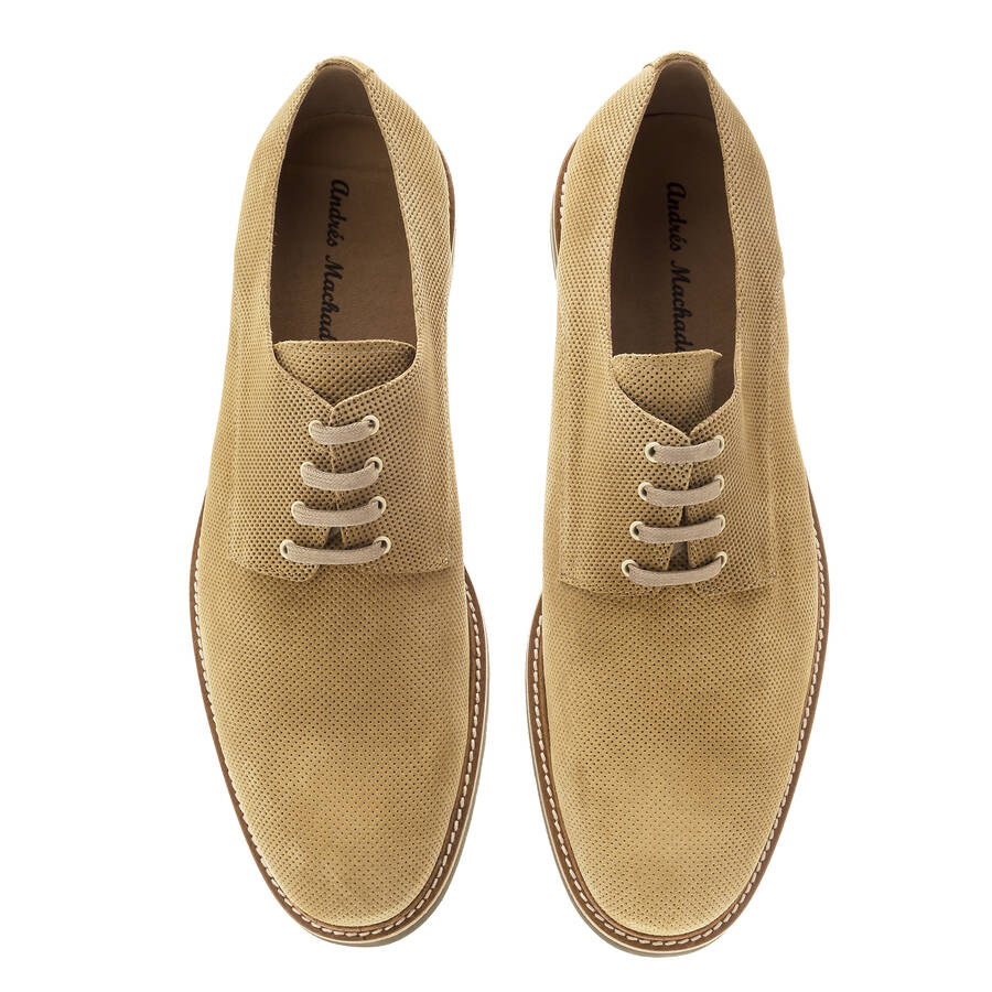 Lace-Up Shoes in Camel Split Leather 