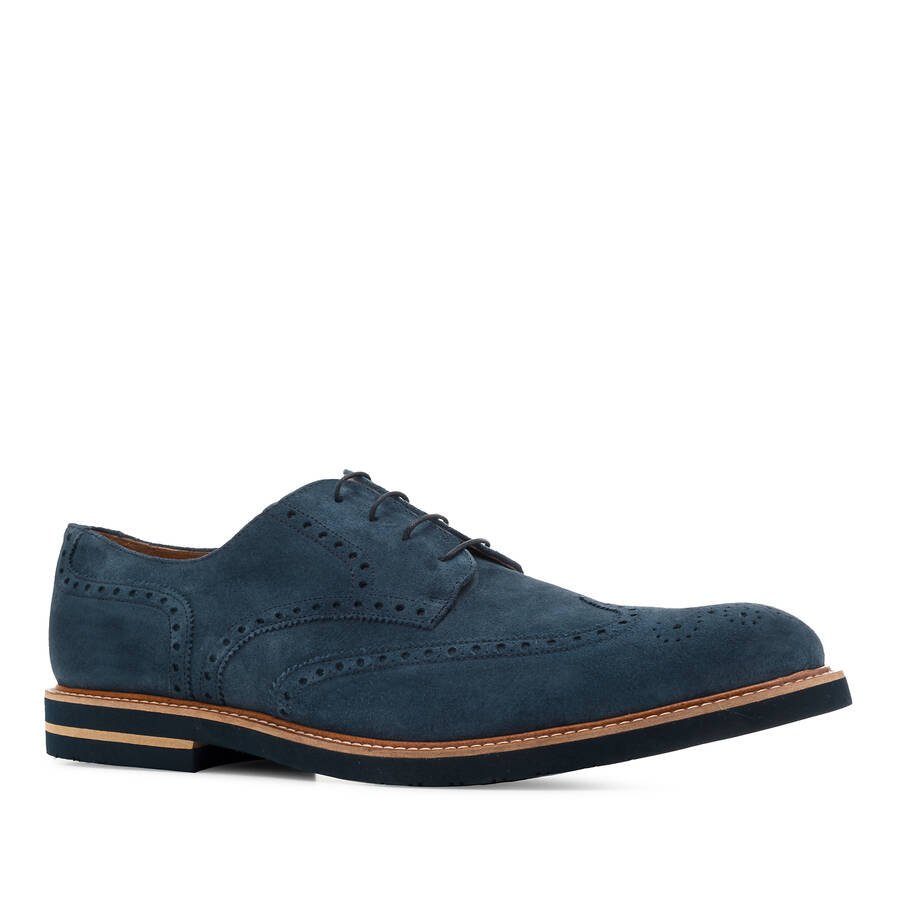 Oxford Shoes in Blue Split Leather 