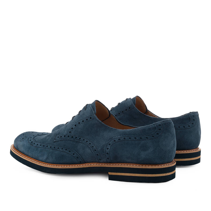 Oxford Shoes in Blue Split Leather 