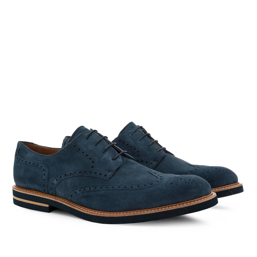 Oxford Shoes in Blue Split Leather 