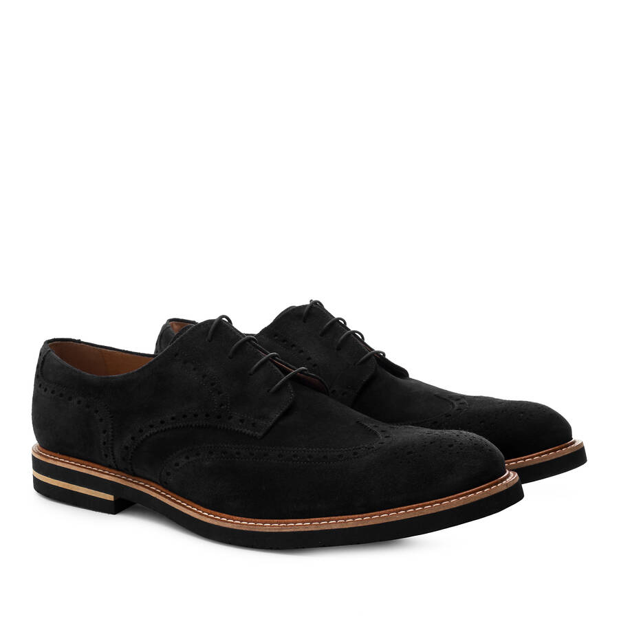 Oxford Shoes in Black genuine Split Leather 