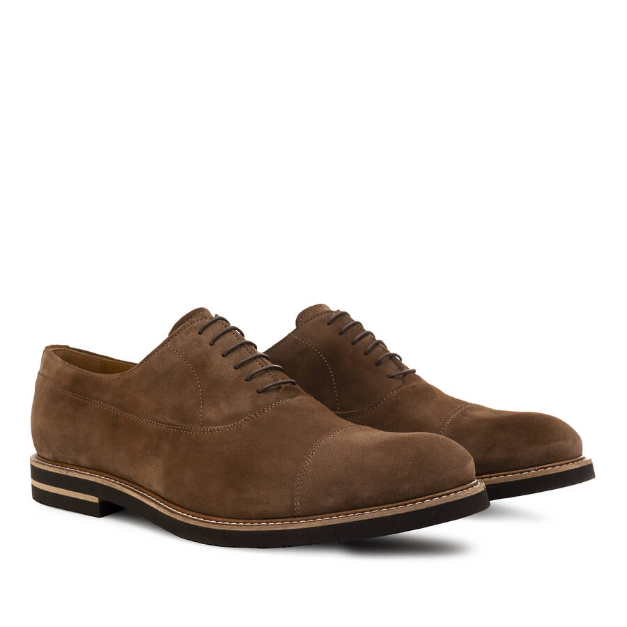 Oxford Shoes in Brown Split Leather 