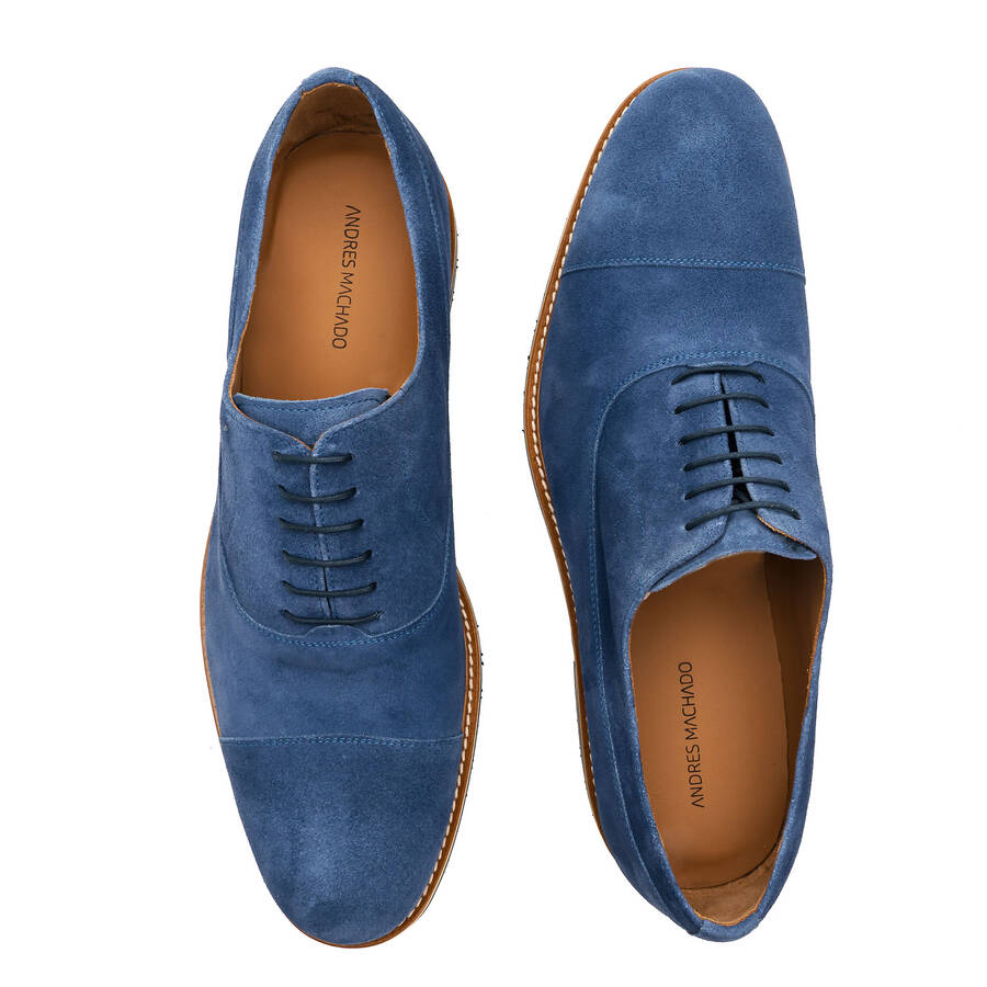 Oxford Shoes in new Blue Split Leather 