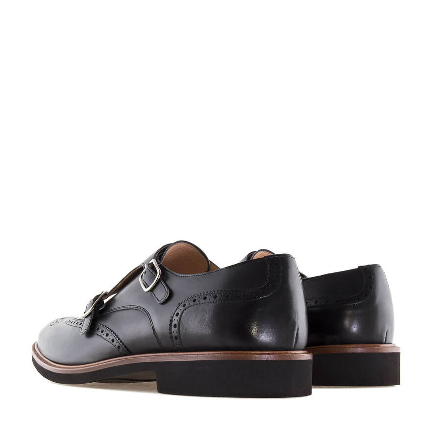 Monk Shoes in Black Leather 