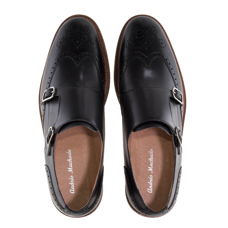 Monk Shoes in Black Leather 