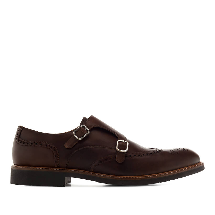 Monk Shoes in Brown Leather 