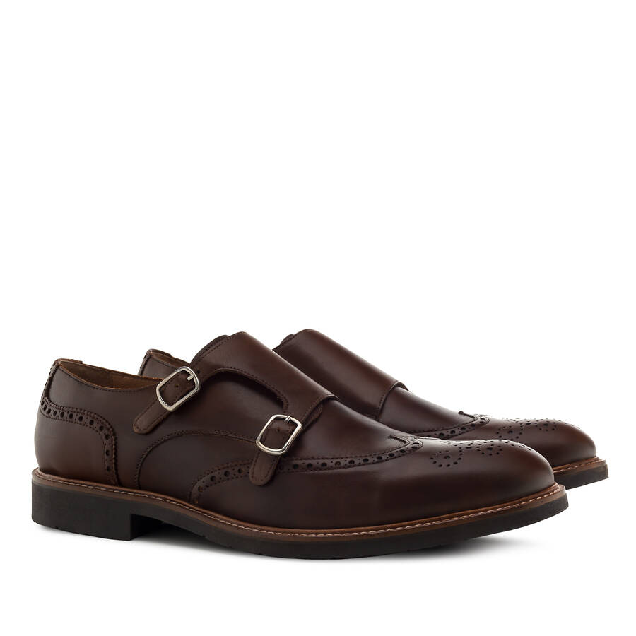 Monk Shoes in Brown Leather 