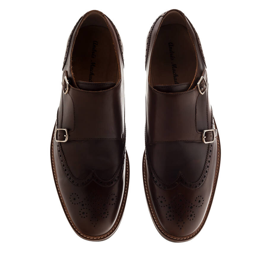 Monk Shoes in Brown Leather 