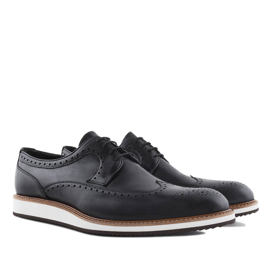 Herrenschuhe im Oxfordstil aus schwarzem Leder - MADE in SPAIN - 