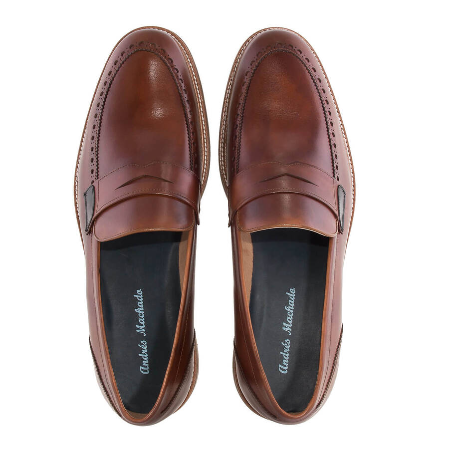 Men's Moccasins in Mahogany coloured Leather 