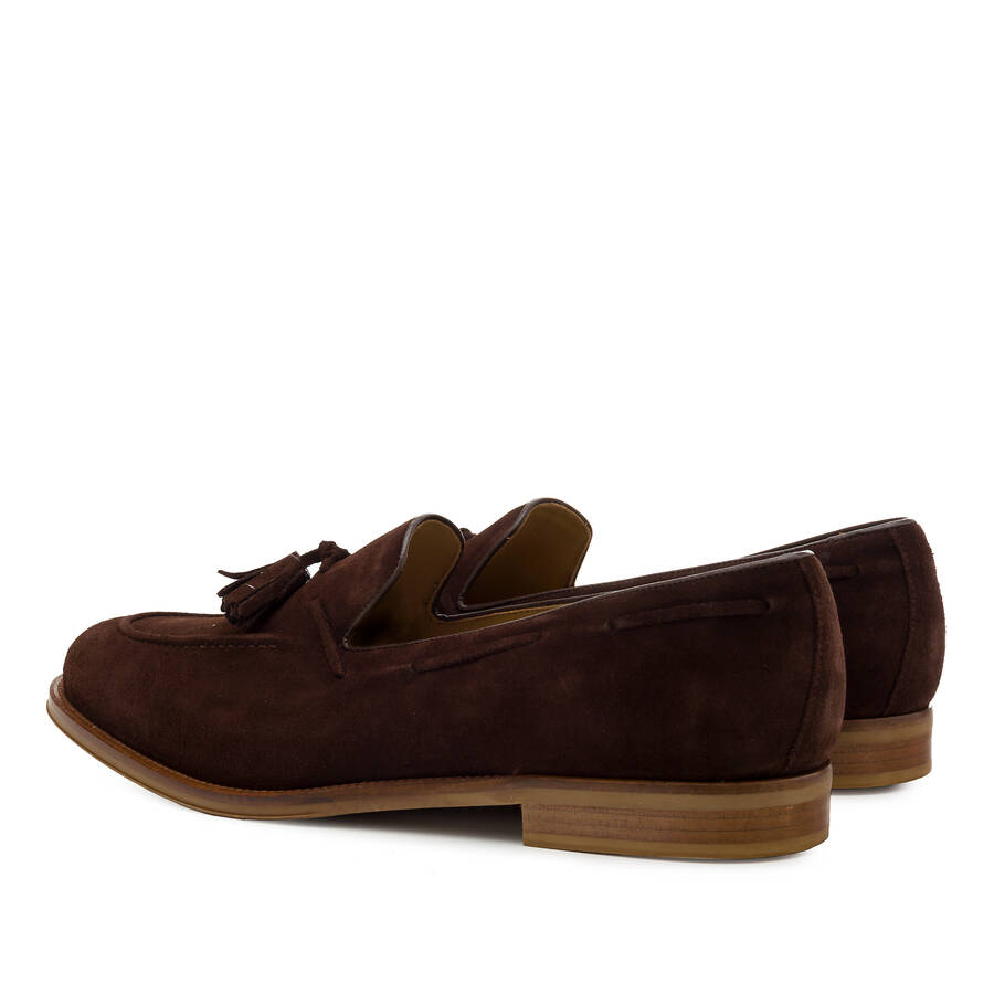 Men's Tassle Moccasins in Brown Split Leather 