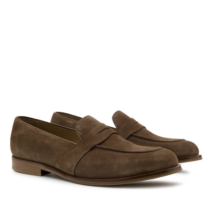 Men's Earth-coloured Split Leather Moccasins 