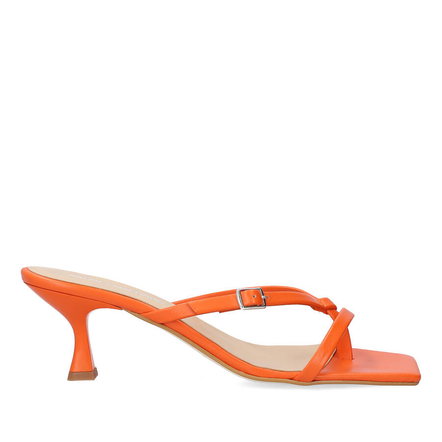 Orange leather heeled sandals 