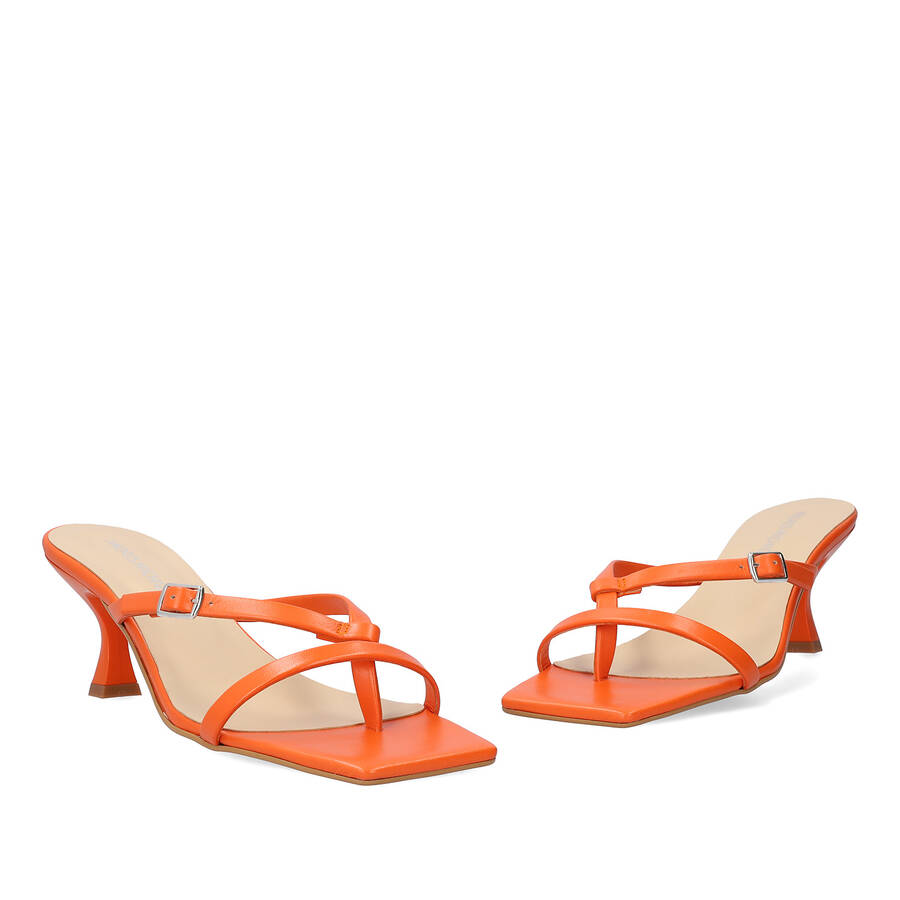 Orange leather heeled sandals 