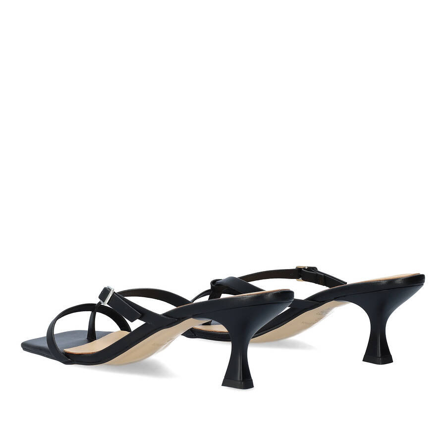 Black leather heeled sandals 