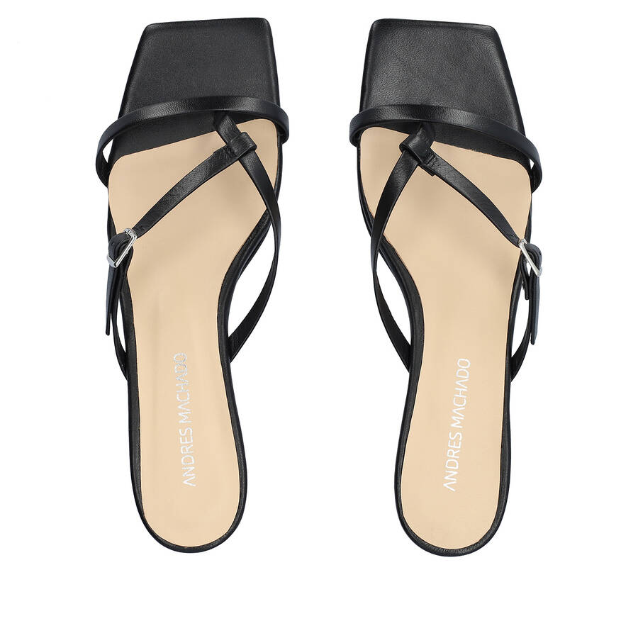 Black leather heeled sandals 