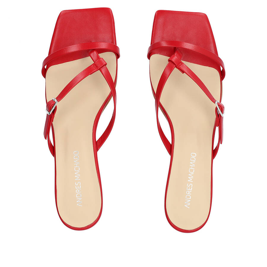 Red leather heeled sandals 