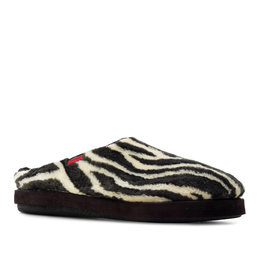 Zebra Print Plush Fur Slippers 