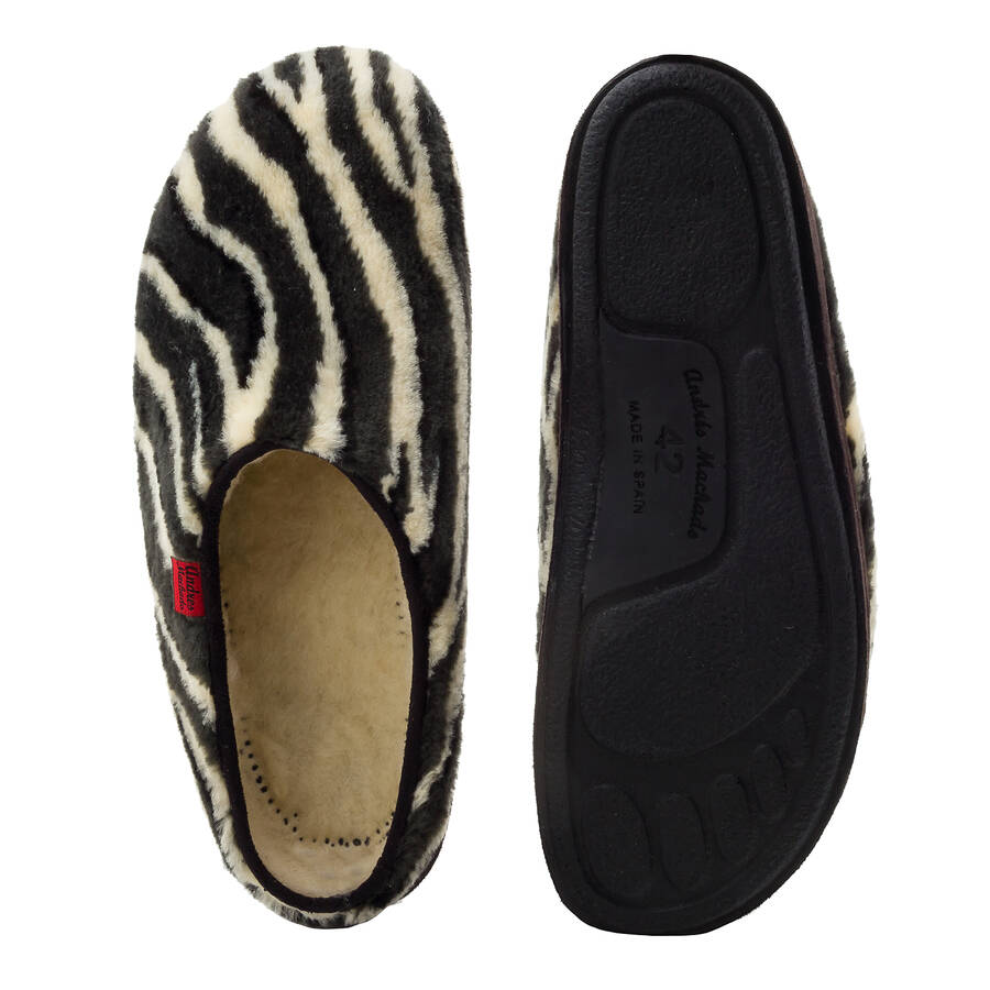 Zebra Print Plush Fur Slippers 