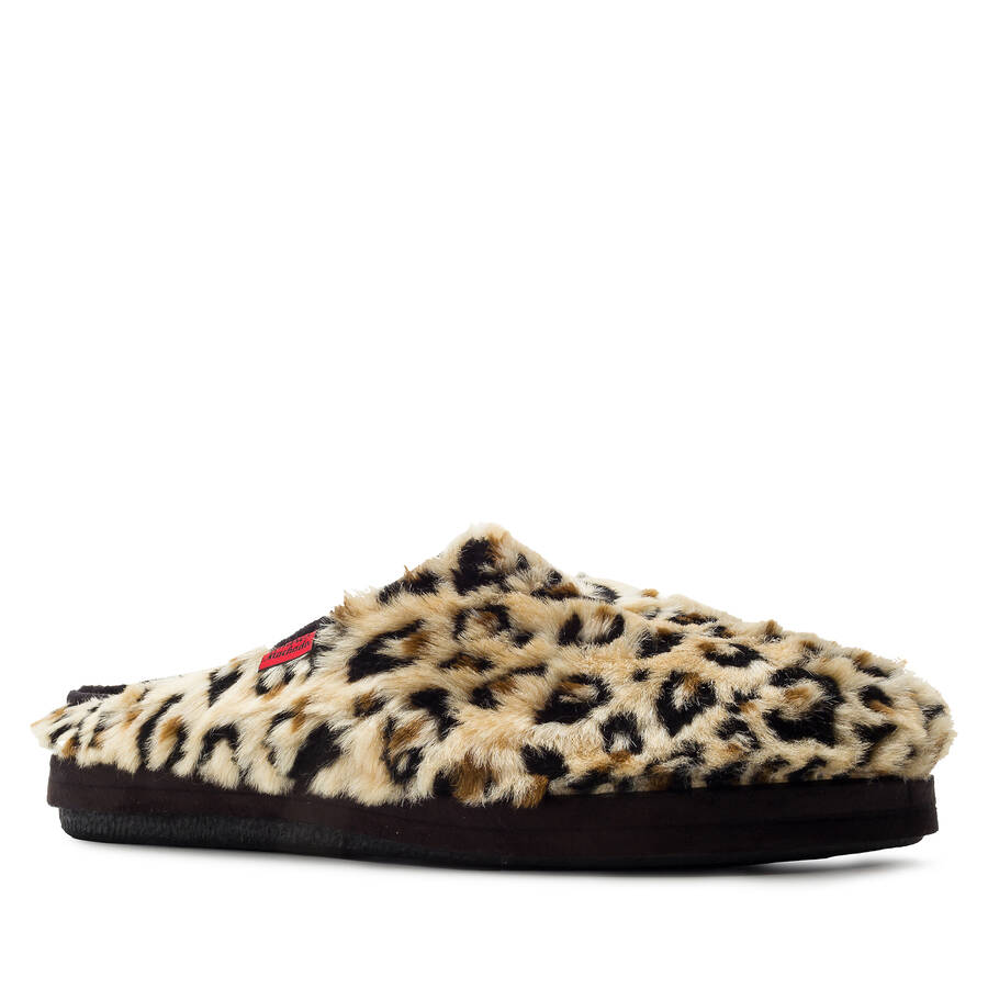 Leopard Print Plush Fur Slippers 