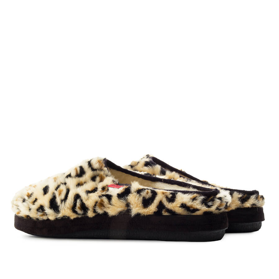 Leopard Print Plush Fur Slippers 