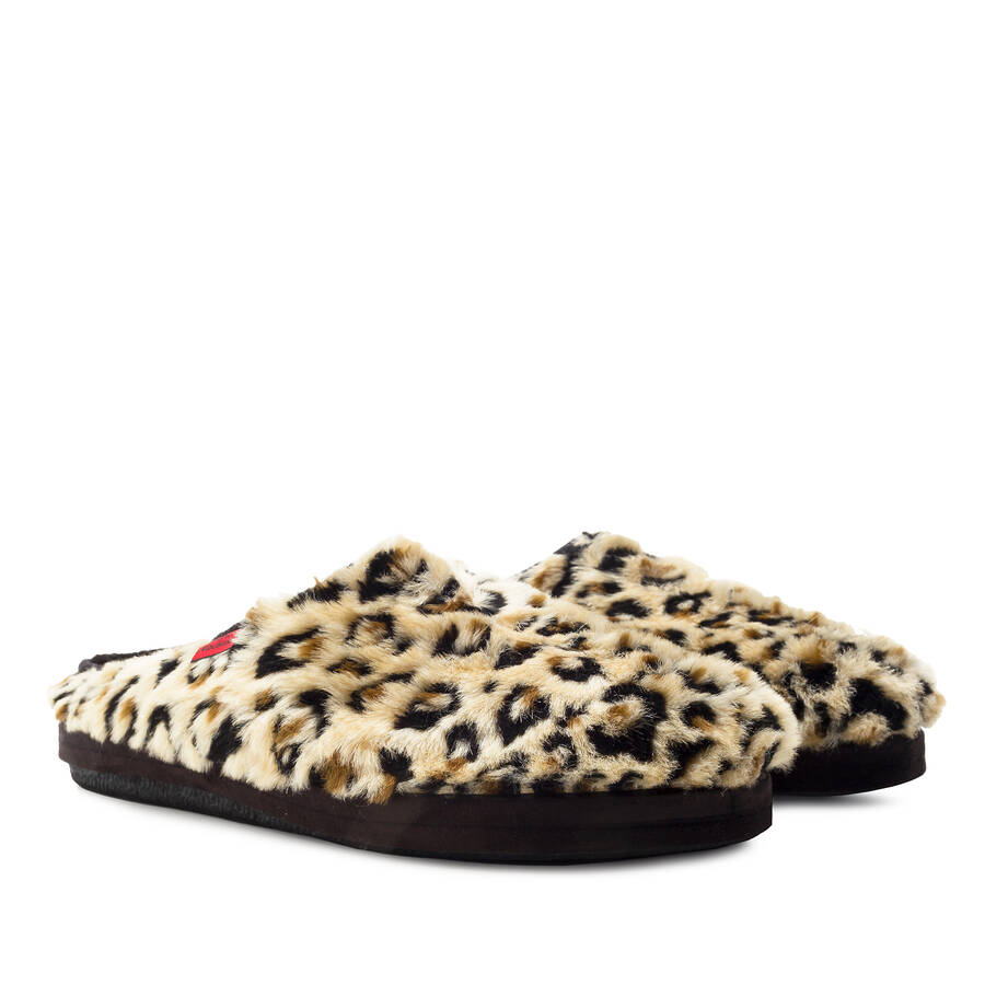 Leopard Print Plush Fur Slippers 