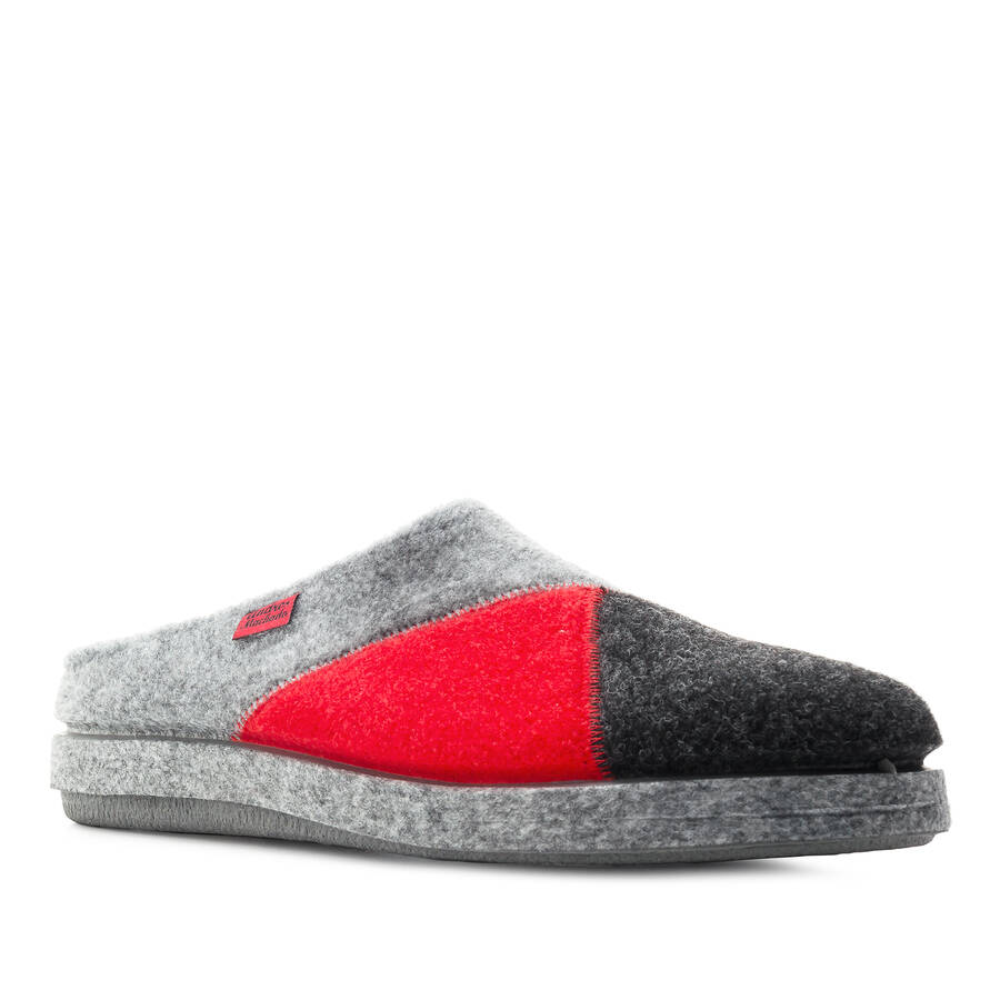 Multicoloured Grey and Red Alpine Slippers 