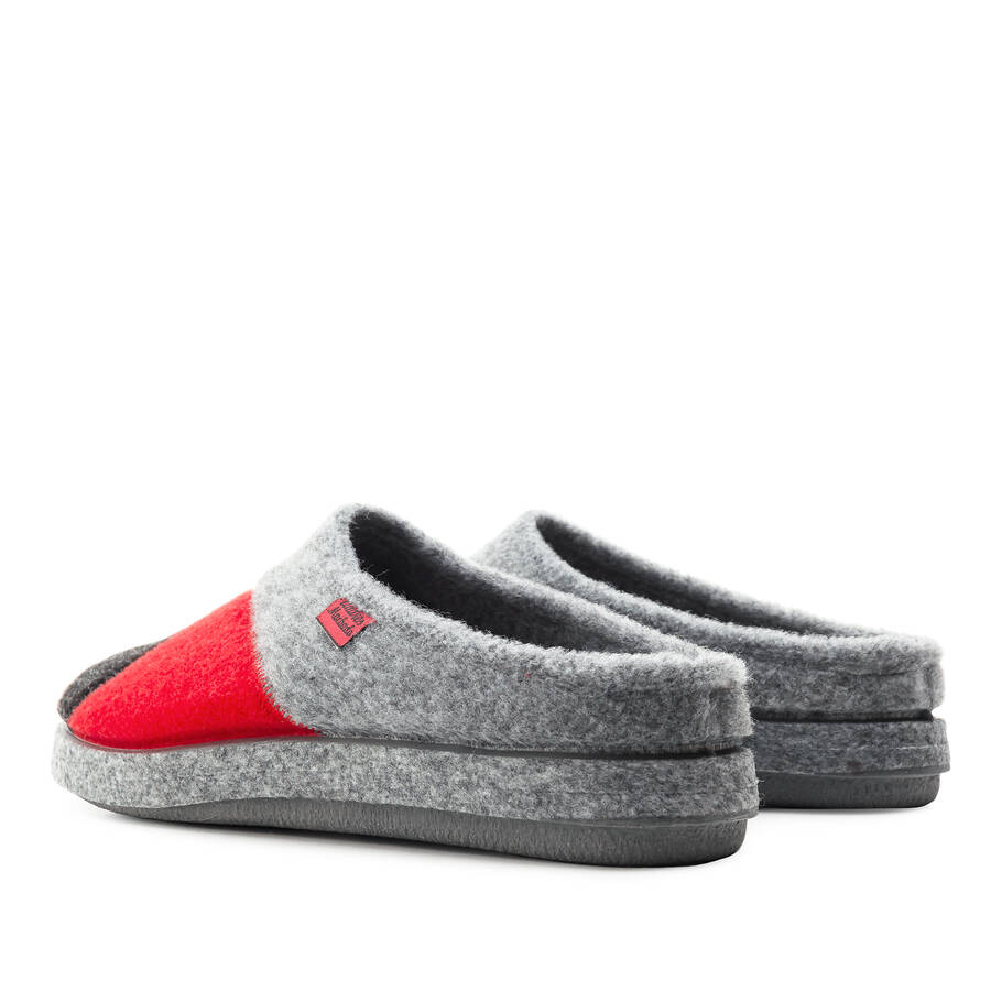 Multicoloured Grey and Red Alpine Slippers 