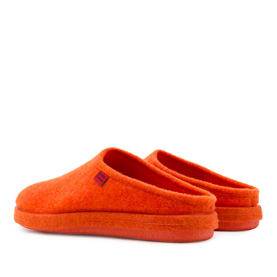 Very comfortable Orange Felt Slippers with footbed 