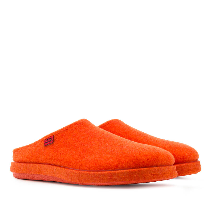 Very comfortable Orange Felt Slippers with footbed 