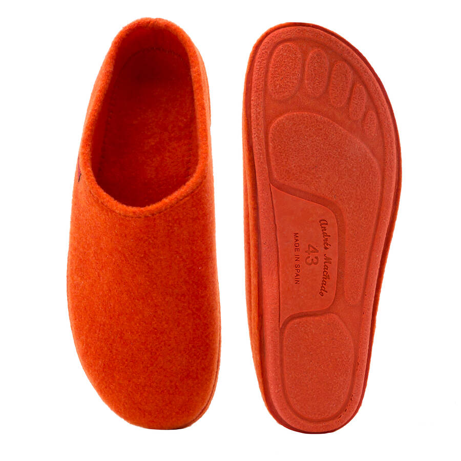 Very comfortable Orange Felt Slippers with footbed 