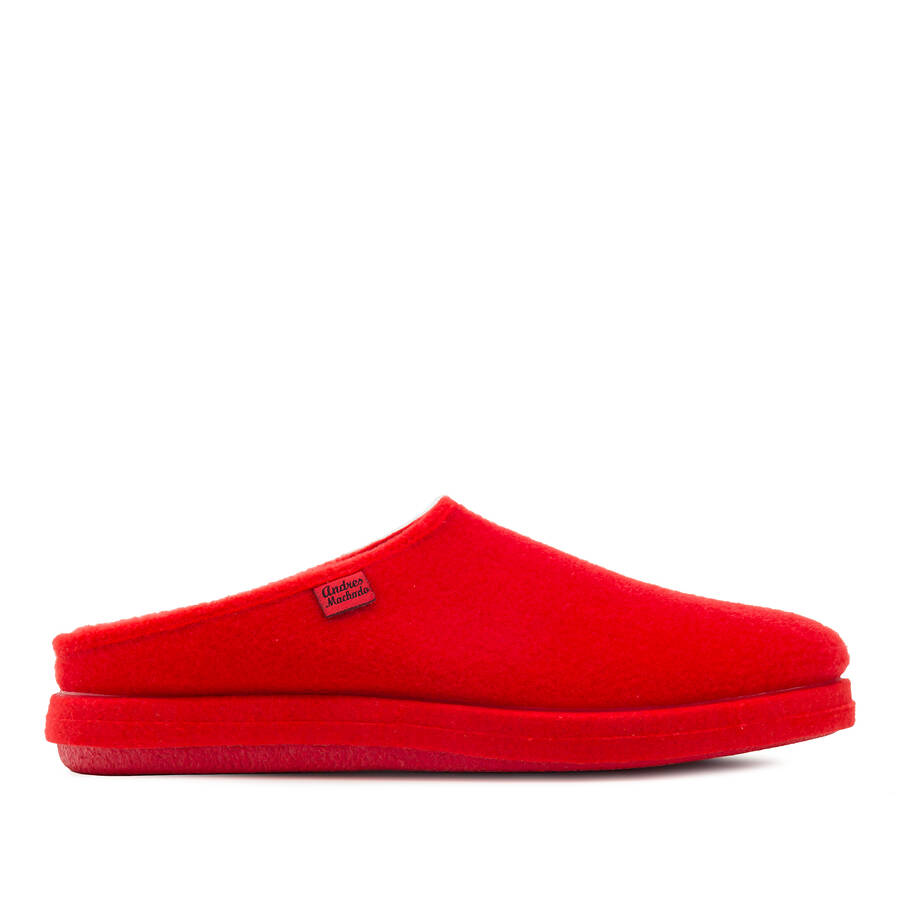 Very comfortable Red Felt Slippers with footbed 